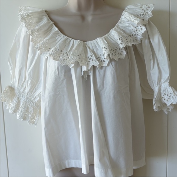 Doen Samara Off White Eyelet Ruffle Blouse S - Picture 2 of 9
